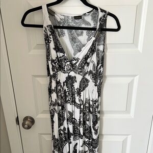 Lascana Black and White Ruched High-Low Sundress